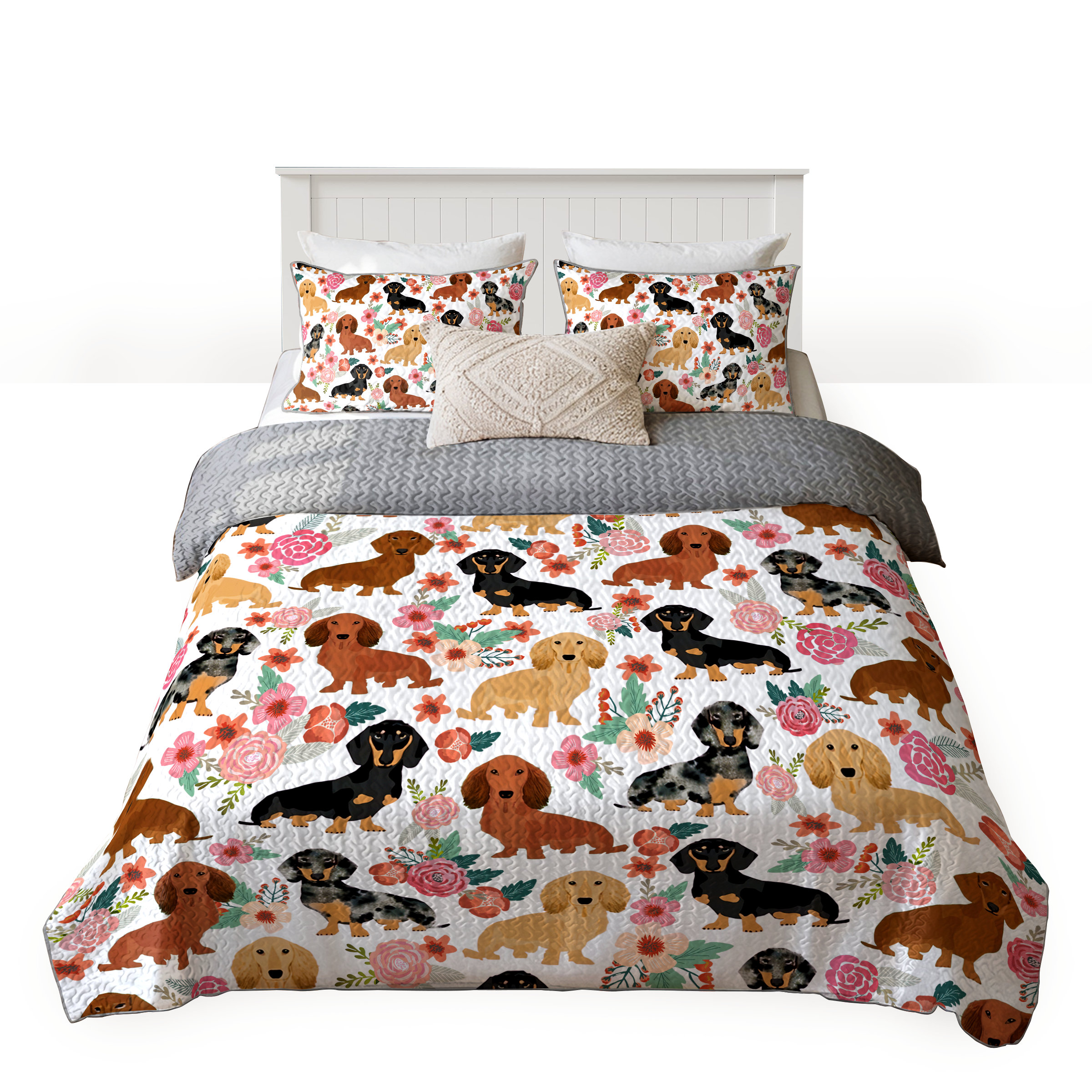 Dachshine Quilt 3-Piece Set Blossom Weenies